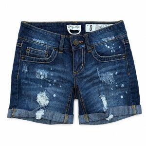 Indigo Rein Distressed Denim Shorts Women’s Size 0 Low Rise Y2K